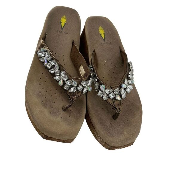 Very Volatile Platform Sandals Jeweled Bronze Metallic Python Womens Size 11 - Picture 5 of 13